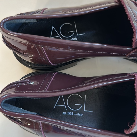 AGL Lola Spike Size 36.5 EU Patent Purple Plum Leather Loafers New Without Box - Picture 11 of 15